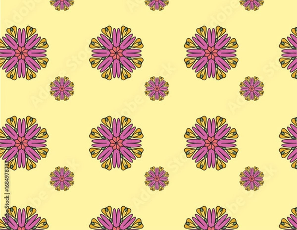 Obraz Vibrant Symmetrical Floral Seamless Pattern