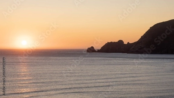 Fototapeta Finisterre Sunset in Galicia, Spain. Mar de Fora beach and Nave cape in Costa da Morte. This is the final step in the Camino de Santiago.