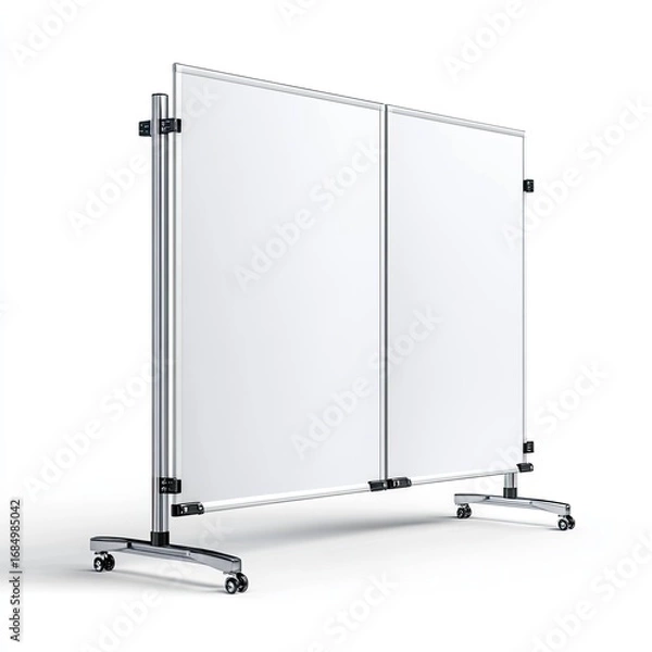 Fototapeta Interactive whiteboard setup for collaborative learning modern classroom visual content educational environment overhead view