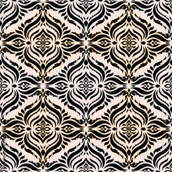 Fototapeta Ethnic background, seamless pattern, geometric and tribal-inspired, freehand drawing design, handmade textile.