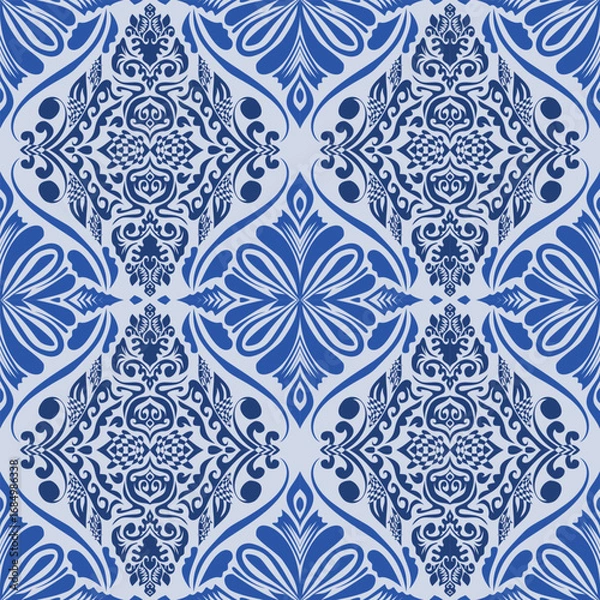 Fototapeta Ethnic background, seamless pattern, geometric and tribal-inspired, freehand drawing design, handmade textile.