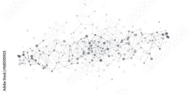 Fototapeta Abstract Black and White Modern Cloud Computing and Global Digital Network Connections, IT or Technology Concept, Polygonal Grid, Wire Frame Isolated on White - Illustration in Editable Vector Format