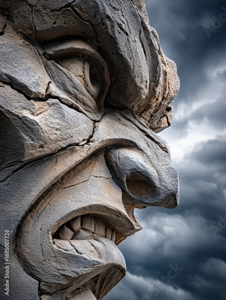 Obraz Close-up of an Angry Stone Gargoyle Face