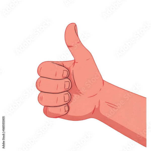 Obraz Pink Cartoon Hand Gesturing Thumbs Up on Transparent Background