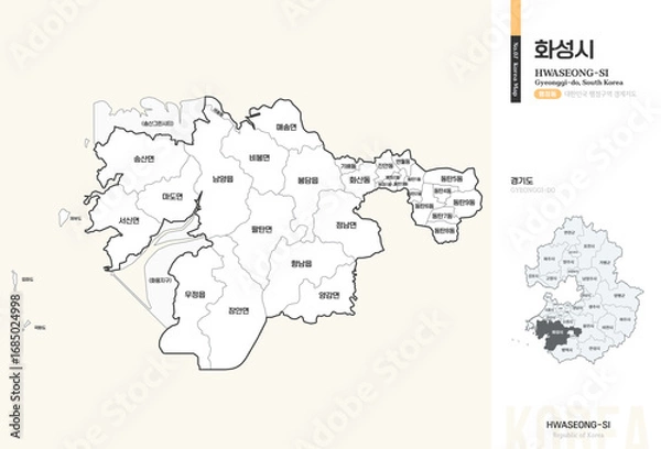 Obraz 경기도 화성시 행정동 윤곽선 지도
