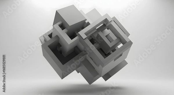 Fototapeta Abstract geometric structure, complex, modern, 3D art