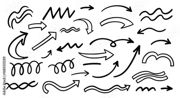 Obraz Arrow doodle sketch hand drawn vector graphic design illustration art pointer direction line outline shape