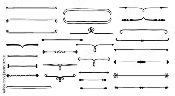 Obraz Border frame divider line vector graphic design illustration art ornamental decorative element ornament text scrapbook floral set decoration