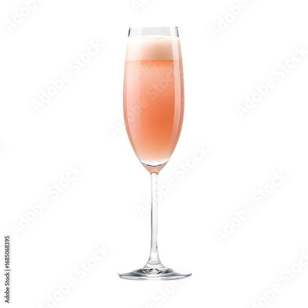 Obraz Pink Champagne Flute with Foam and Bubbles drink beverage isolated on a transparent background