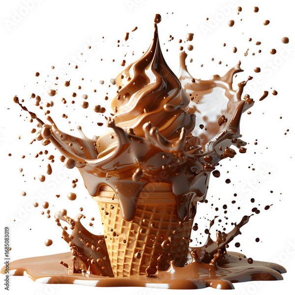 Fototapeta Cream Flying Outward Food Isolated Transparent Background Dynamic Explosion Splash Melting Chocolate Ice Social Media Poster Banner Marketing Ecommerce Web Print Copy Space Template Bran SEO Optimized