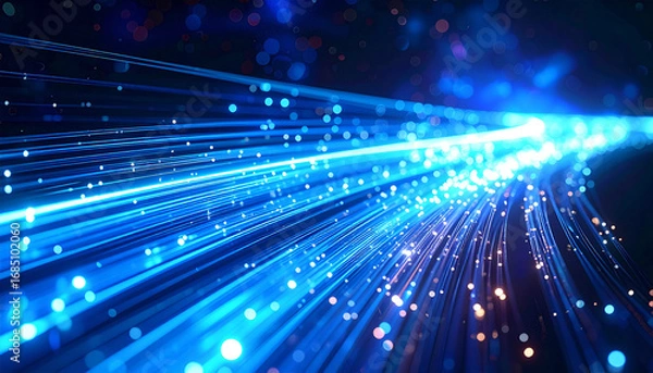 Fototapeta Cyber Stream: A mesmerizing abstract illustration of digital data flowing across a network, depicting technology, the internet, and connectivity.