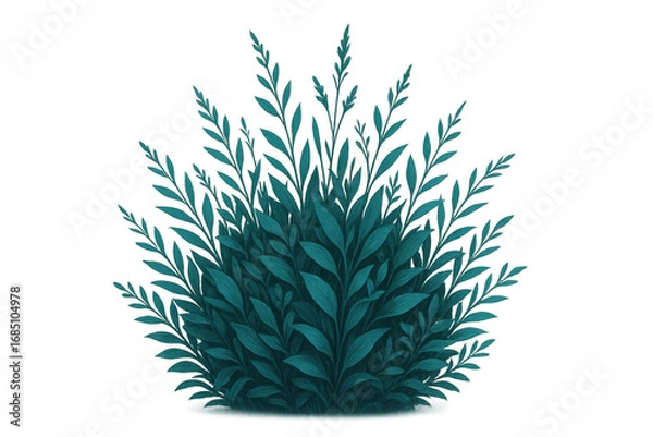 Fototapeta Teal leaves and stems create a decorative border, perfect for adding a touch of nature to designs with its transparent background