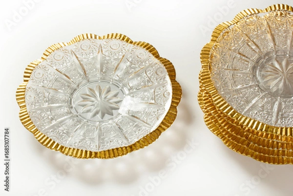 Obraz crystal glass plate with gilded edges