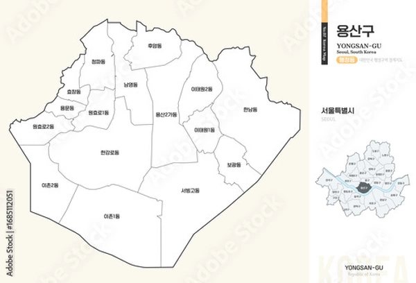 Obraz 서울특별시 용산구 행정동 윤곽선 지도