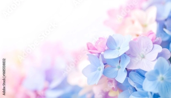 Obraz Pastel hydrangea blossoms in soft focus