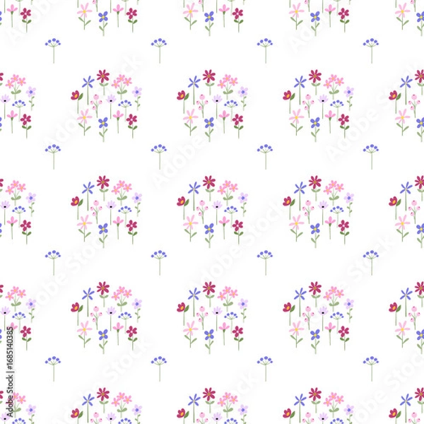 Fototapeta Seamless floral pattern minimalist repeating background with watercolor flowers. Fabric wallpaper print texture. Perfectly for backdrop, wrapped paper, linen.