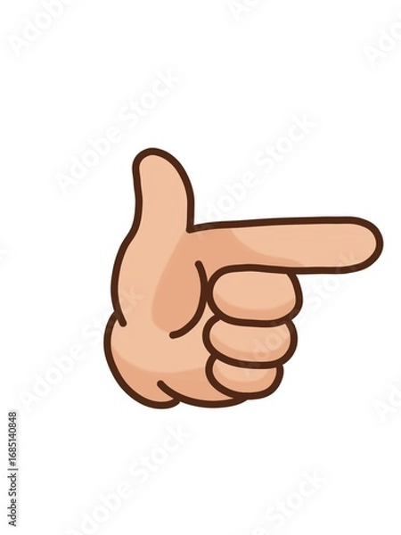 Fototapeta Vector illustration of a cartoon hand pointing to right. Emoji style, ideal for directional icons, stickers, and social media arrows.
