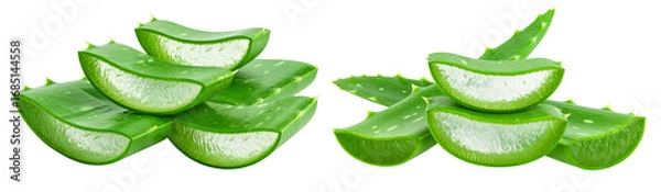 Obraz group of pile of aloe vera slices isolated on white background