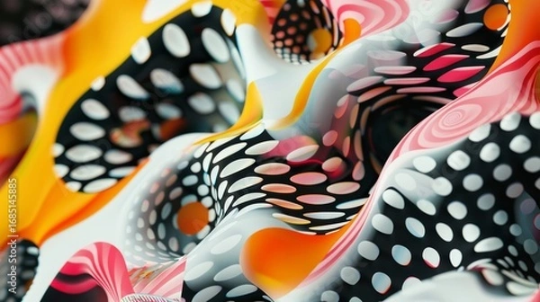 Obraz The image showcases an abstract, psychedelic design with intricate patterns and bold shapes