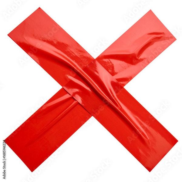 Obraz red duct tape taped in the shape of x isolated on white background