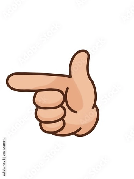 Fototapeta Vector illustration of a cartoon hand pointing to the left. Cute emoji style, perfect for icons, stickers, and navigation graphics.