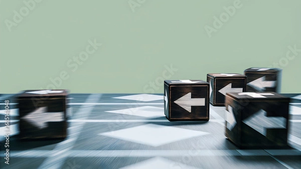 Fototapeta Flexibility and adaptation Arrows on cubes following flexible path concept