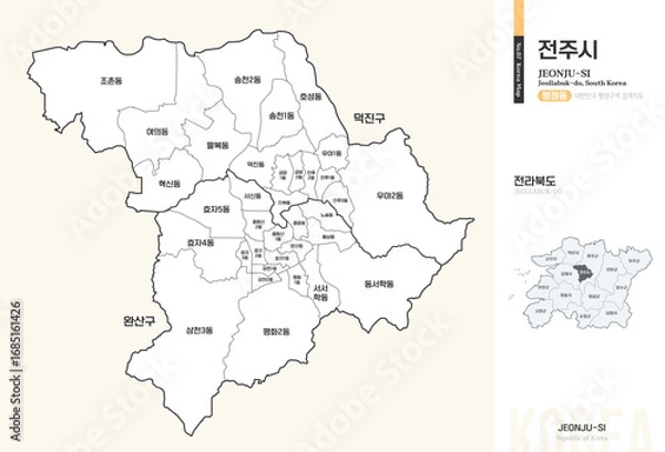 Obraz 전라북도 진주시 행정동 윤곽선 지도