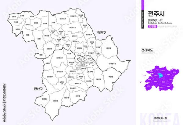 Obraz 전라북도 진주시 법정동 윤곽선 지도