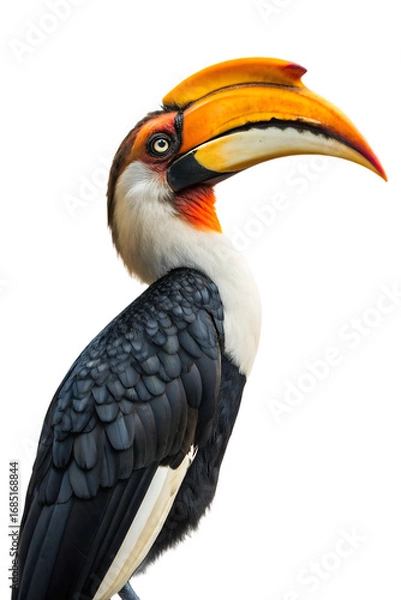 Fototapeta a hornbill with a curved beak, isolated on a transparent background