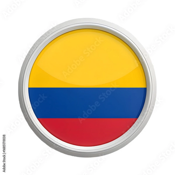 Fototapeta Colombia flag flag in circle icon isolated on a transparent background, 3D Icon