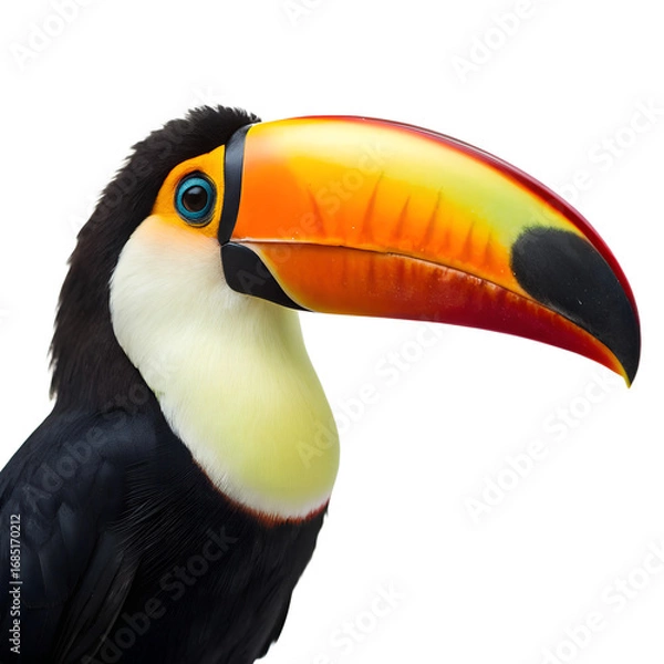 Fototapeta A toucan with a large colorful beak, isolated on a transparent background
