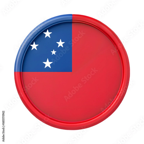 Fototapeta Samoa flag flag in circle icon isolated on a transparent background, 3D Icon