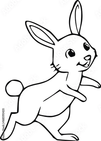 Obraz Cute hand-drawn rabbit illustration in black and white.