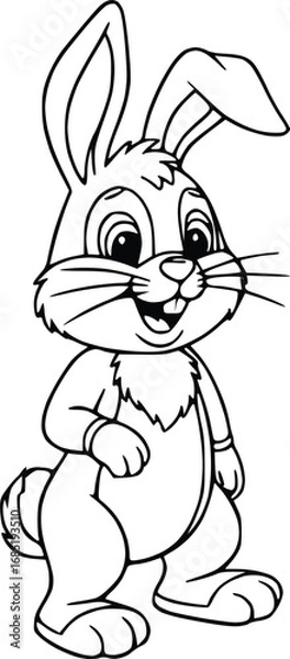 Obraz Minimalist hand-drawn bunny illustration in black and white sketch style.