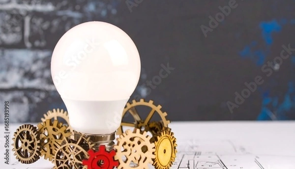 Fototapeta Lightbulb surrounded by gears