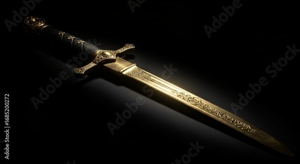Obraz Golden dagger on dark background