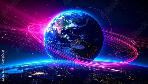 Obraz Earth in vibrant cosmic rings