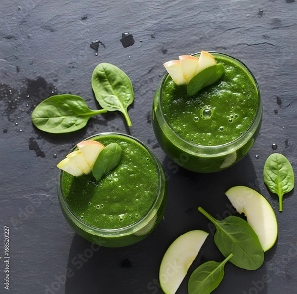 Obraz Healthy Green Smoothie with Apple and Spinach