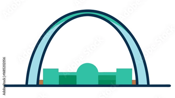 Fototapeta A large archway with a green roof. The archway is in the middle of a city