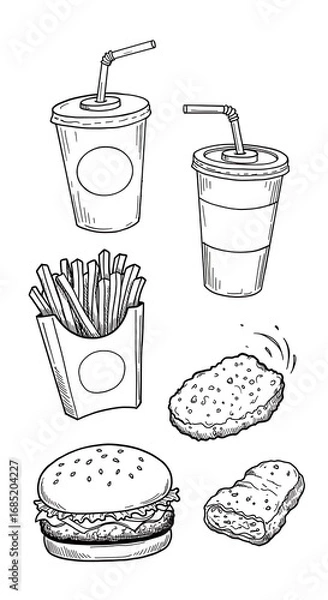 Fototapeta 鉛筆の速写：ランチの誘惑