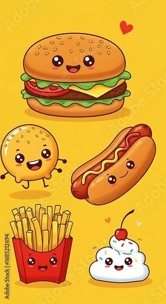 Fototapeta 幸せなグルメ仲間たち