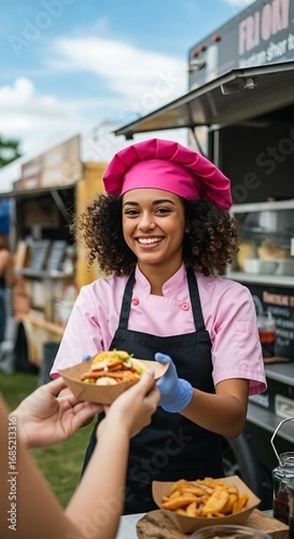 Fototapeta 笑顔と屋台の香り
