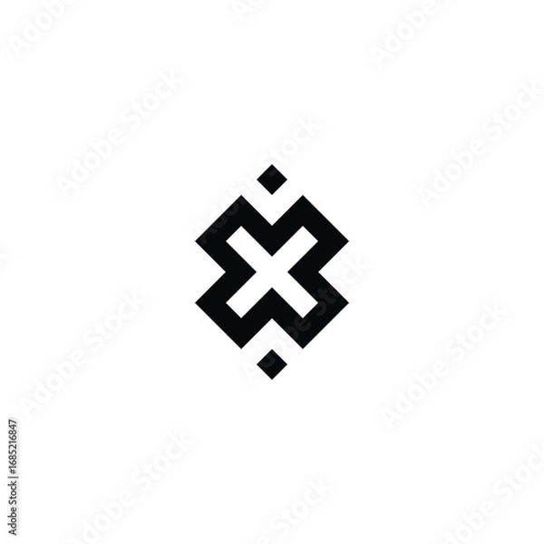 Fototapeta Letter X outline, square geometric symbol simple logo vector