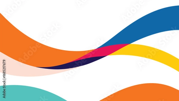 Fototapeta Colorful Abstract Wavy Shapes on White Background flowing