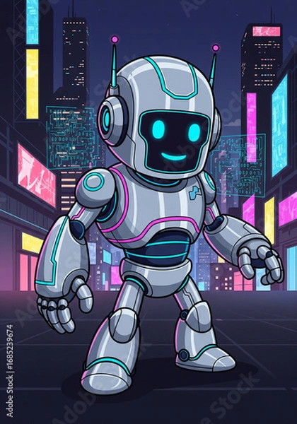 Fototapeta Cyberpunk Robot Mascot