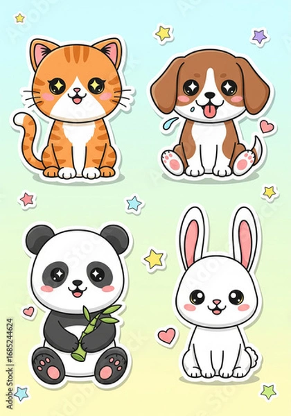 Fototapeta Cute Animal Sticker Pack