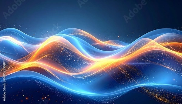 Fototapeta Abstract wavy lines of glowing light