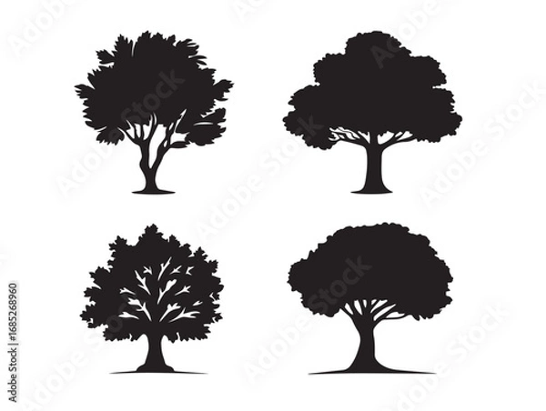 Fototapeta Elegant Tree Vector Icon Pack in Modern Stylish Silhouette Artwork