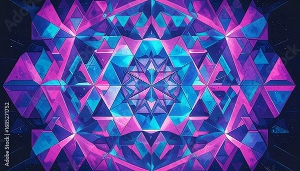 Fototapeta Abstract kaleidoscopic pattern of vibrant triangles