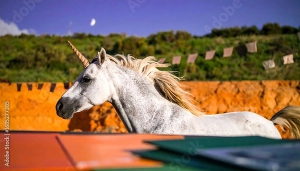 Obraz Magical unicorn galloping outdoors